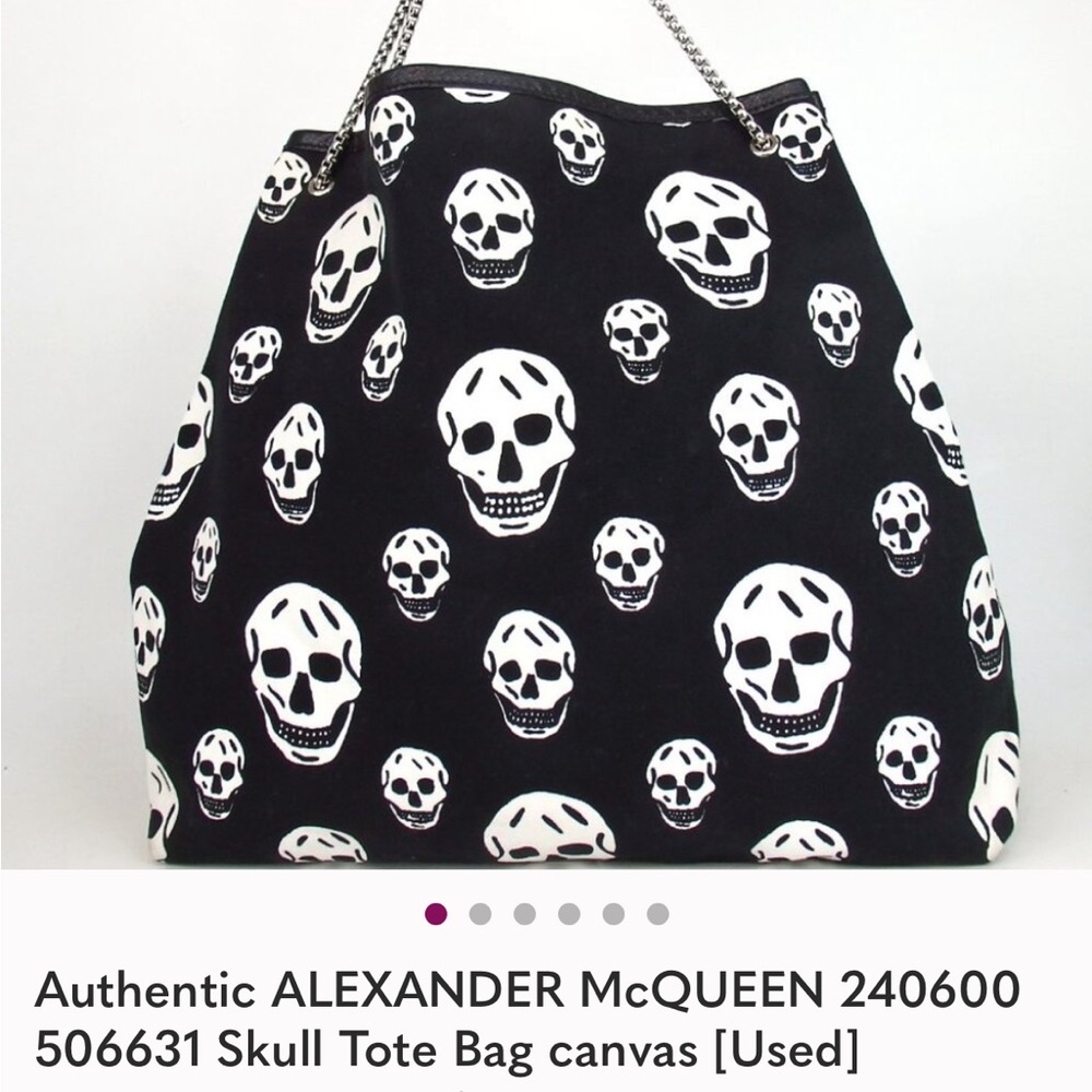Alexander McQueen Black and White Skull Canvas Tote